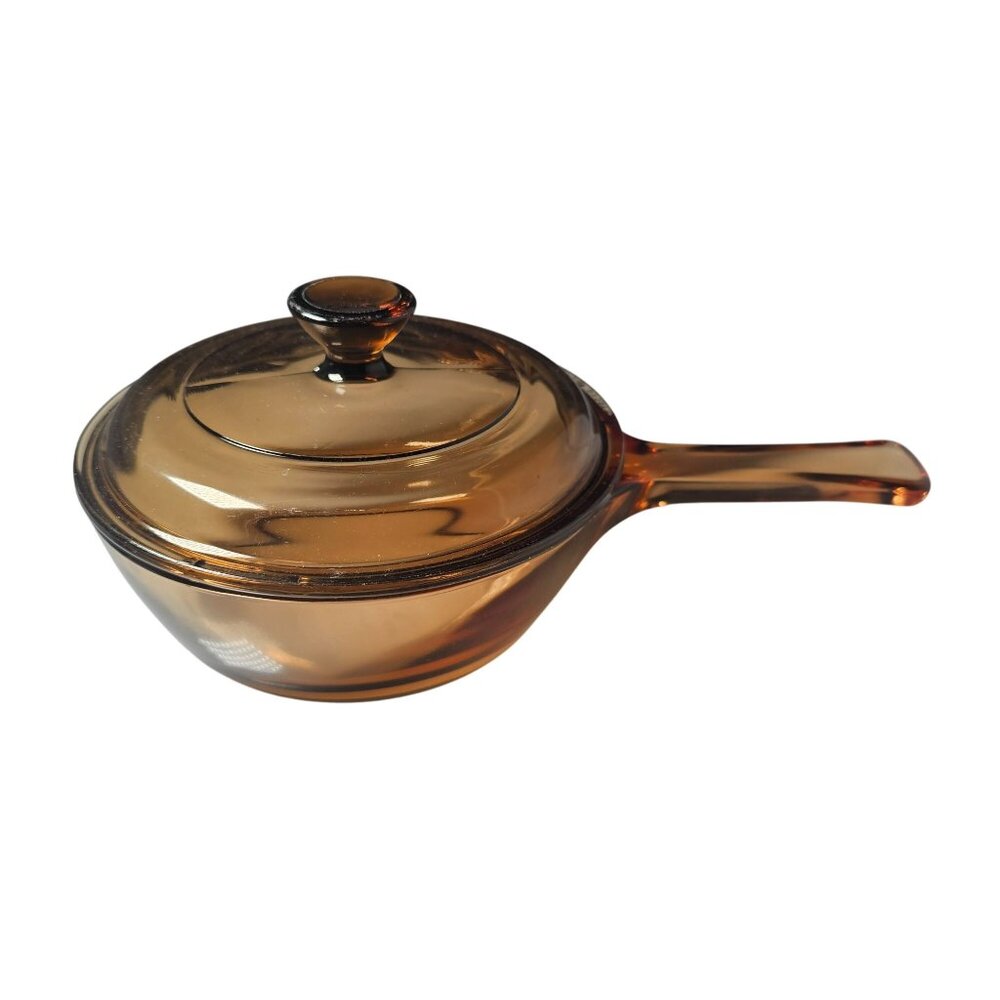 Pyrex Visions Amber Sauce Pan 6" CorningWare France kitchen .5 qt glassware - Picture 4 of 8